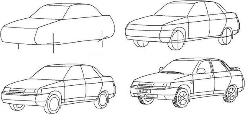 Как рисовать машину легко и просто и красиво