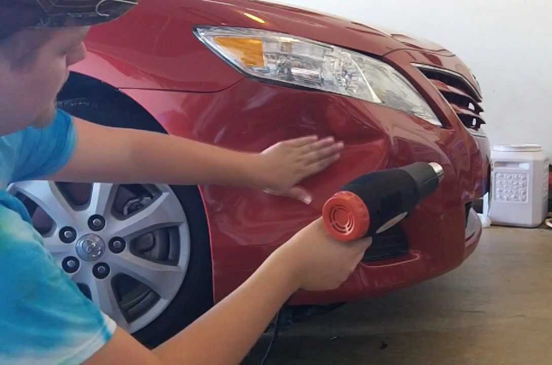 Как убрать вмятины на машине своими руками с помощью фена и утюжка