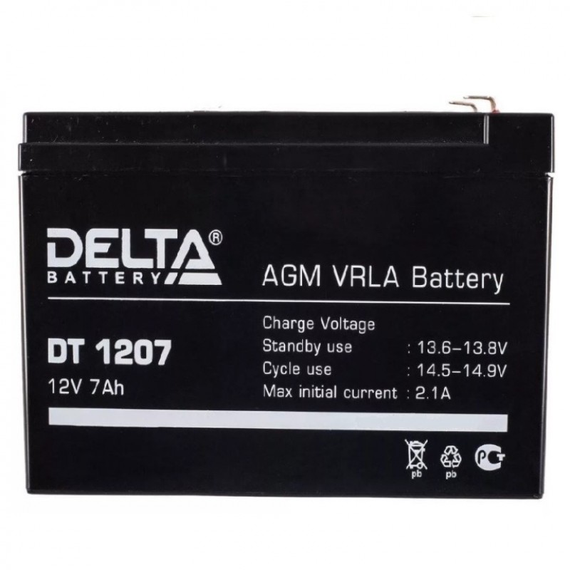 Dt 12v 7ah. DT 1207 Delta аккумуляторная батарея. Аккумулятор Delta DT 1207 (12v 7ah). Дельта аккумулятор 12v 7ah. Аккумулятор герметичный свинцово-кислотный Delta DT 1207.