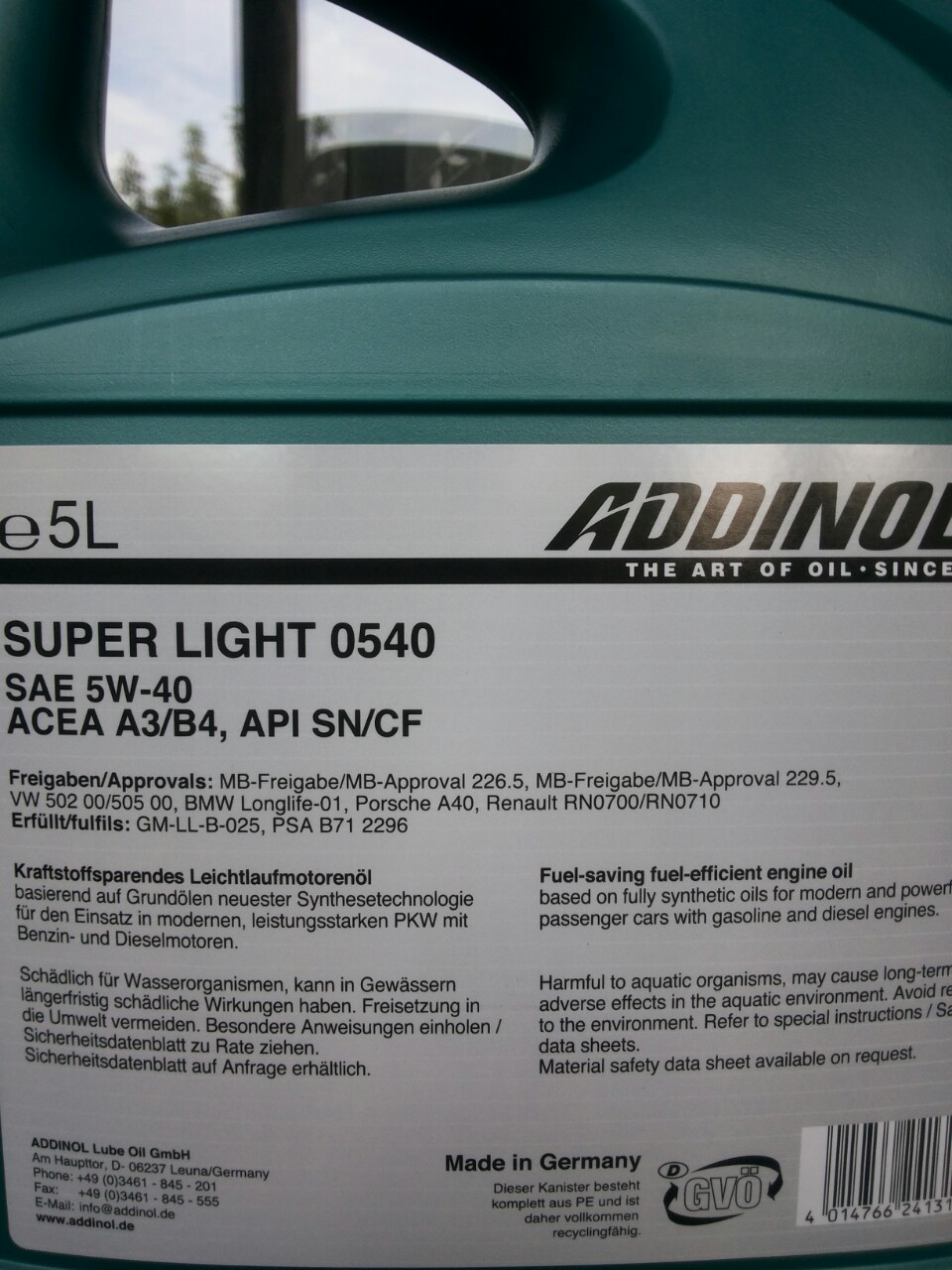 Масло addinol super light 0540 sae 5w-40: характеристики, отзывы