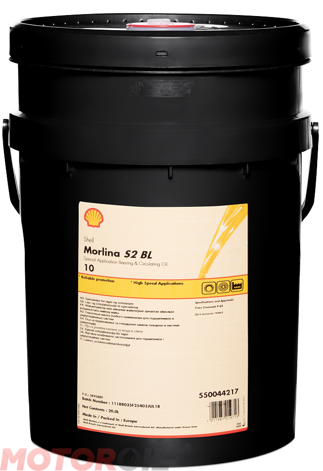 Индустриальное масло shell morlina s2 bl 10